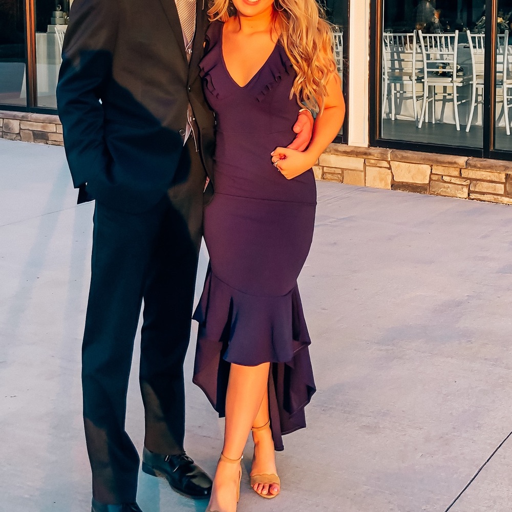 Hello Molly navy hi low midi dress